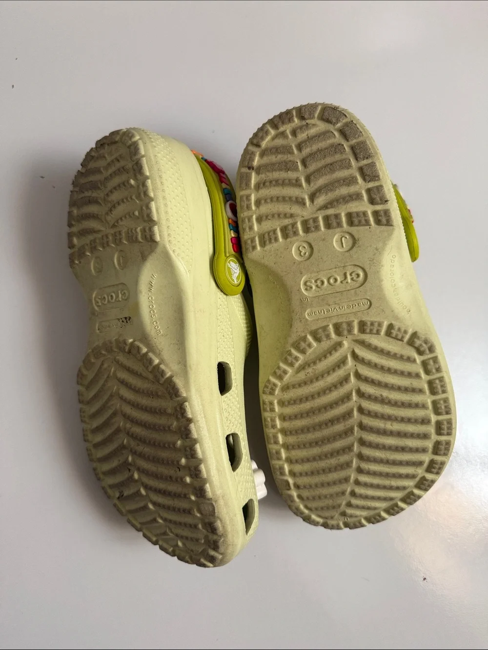Kids Light Green Crocs with Decorative Charms
